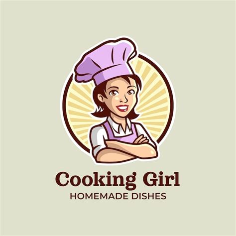 Premium Vector | Lady chef mascot logo template