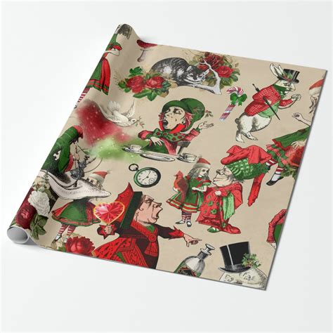 Christmas Alice In Wonderland Wrapping Paper | Zazzle