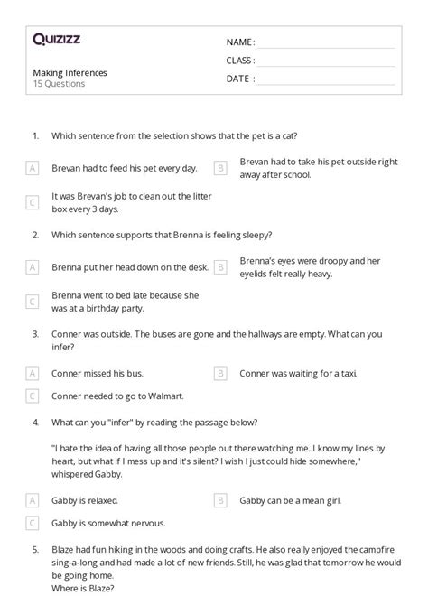 50+ Making Inferences worksheets for 7th Grade on Quizizz | Free & Printable