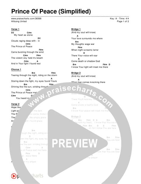 Prince Of Peace (Simplified) Chords PDF () - PraiseCharts