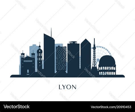 Lyon skyline monochrome silhouette Royalty Free Vector Image