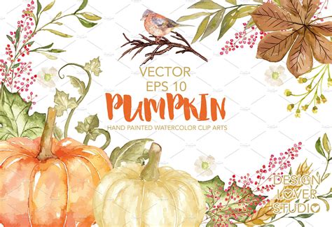 Vector Watercolor Pumpkin clip arts | Illustrations ~ Creative Market