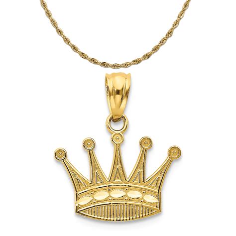 Carat in Karats - 14K Yellow Gold Crown Pendant (15mm x 15mm) With 10K Yellow Gold Lightweight ...