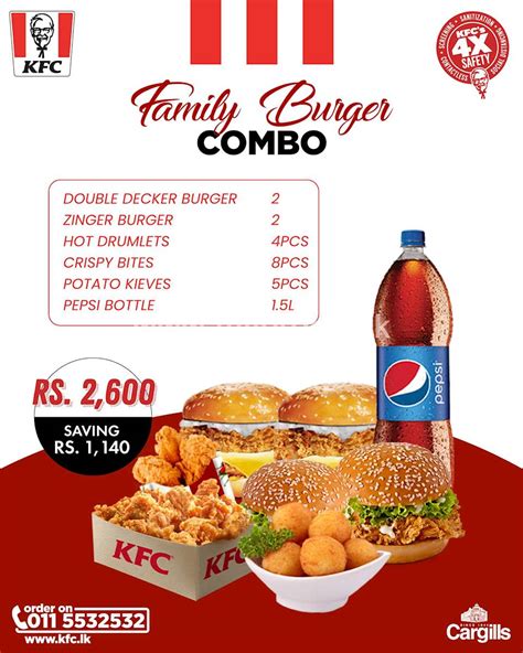 Family Burger Combo for 2600/- at KFC Sri Lanka