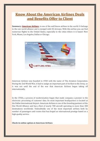 Know About the American Airlines Deals and Benefits Offer to Client by ...