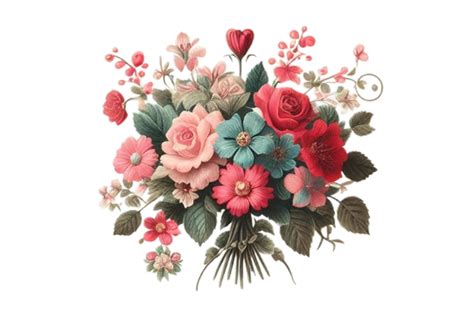 Vintage Valentine's Day Flower Clip Art Graphic by vectmonster ...