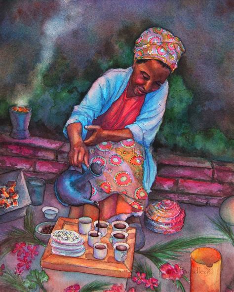 MossyRockDesigns by Katie Bradley: Ethiopian Coffee ceremony, 8x10 painting