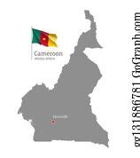 4 Cameroon Map With Waving Flag Of Country Clip Art | Royalty Free - GoGraph
