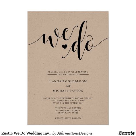 Rustic We Do Wedding Invitation | Zazzle.com | Wedding invitations diy rustic, Wedding ...