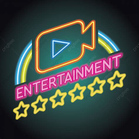 Movie Cinema Entertainment Logo With Neon Sign Effect Vector ...