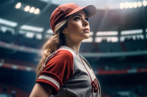 Premium AI Image | a female baseball player baseball uniform