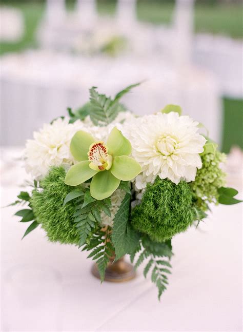 Green Trick, Orchid and Dahlia Centerpieces