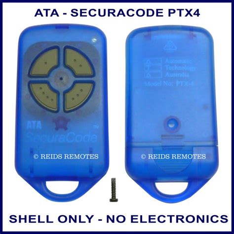 ATA PTX-4 blue garage door remote replacement shell only, grey buttons