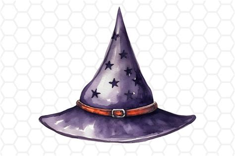 Watercolor Halloween Witch Hat Clipart, (2820330)