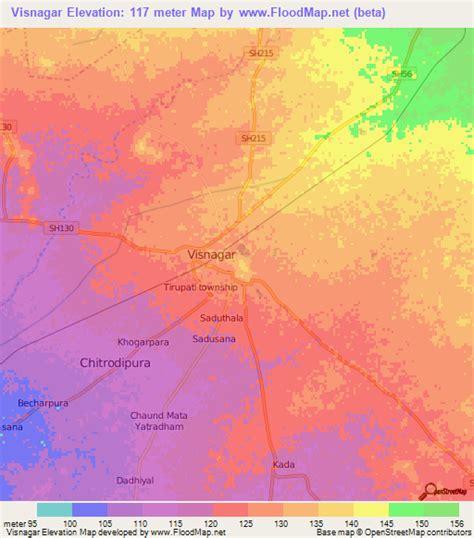 Elevation of Visnagar,India Elevation Map, Topography, Contour