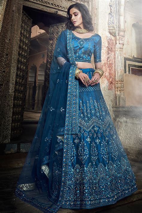 Buy Blue Party Wear Silk Lehenga Online | Like A Diva