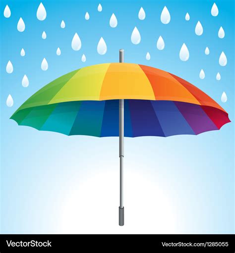 Umbrella and rain drops in rainbow colors Vector Image