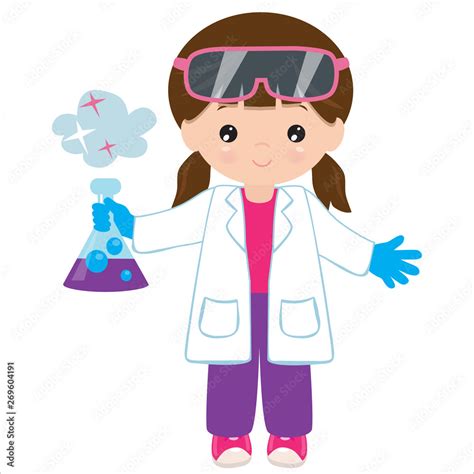 Cute chemist girl vector cartoon illustration Stock Vector | Adobe Stock