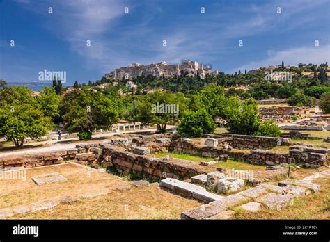 Ancient Agora ruins and Acropolis of Athens,Athens,Greece,Europe Stock ...