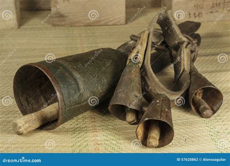 Two Old Cowbells of Different Types Stock Photo - Image of sizes ...