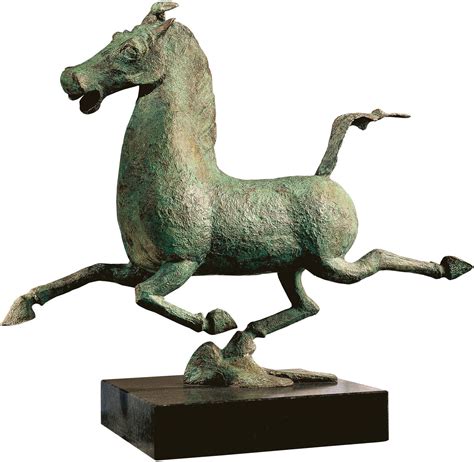 Pair of BRONZE PRANCING HORSES. Heavenly Flying Horse of Gansu. Chinese ...