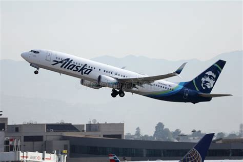 Alaska Airlines Taking Off from Los Angeles Airport LAX Editorial Image ...