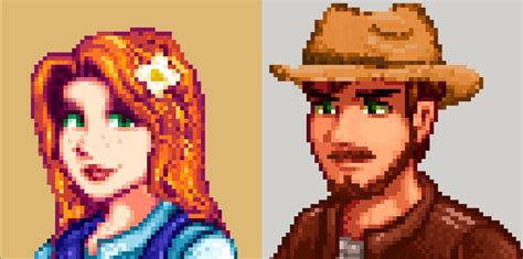 I designed my boyfriend's and my own character from stardew valley as pixel art 🎨 used Leah and ...