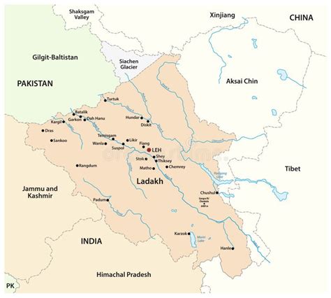 Vector Map of Indian Union Territory of Ladakh, India Stock Vector - Illustration of jammu ...