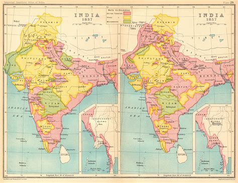 INDIA HISTORICAL. 1837 & 1857. British, Hindu & Muslim states 1931 old map