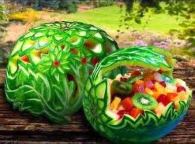 carving watermelon basket ~ origami step by step instructions