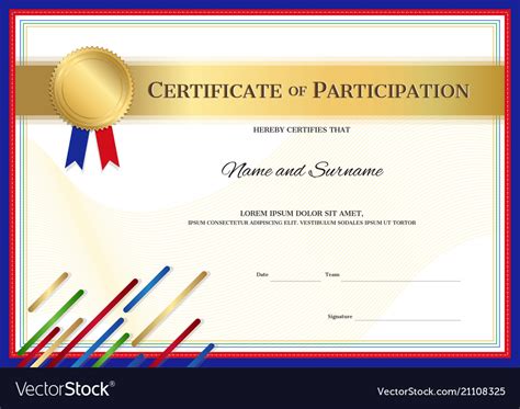 Certificate template in sport theme with border Vector Image