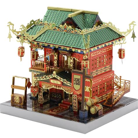 MU 3D Metal Puzzle Chinatown building LED light model DIY Laser Cut Jigsaw Model For Adult ...