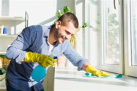 Free Photo | Man cleaning his home