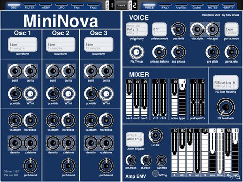 Unofficial Novation MiniNova Synth Editor For iPad | Templates, Midi ...