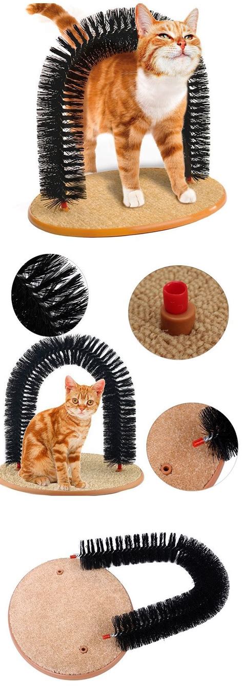 Cat Self-Groomer Arch Plastic Bristles Kitten Massager Scratcher Carpet ...