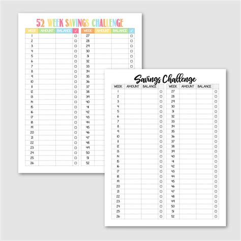 Free Printable Blank 52 Week Savings Challenge — Krafty Planner