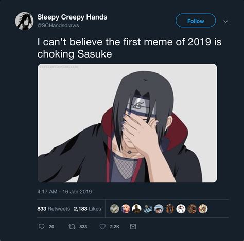 "I can't believe the first meme of 2019 is choking Sasuke" | Sasuke ...