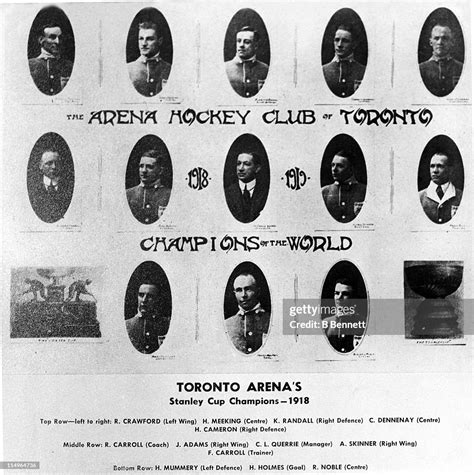 The Toronto Arenas team pose for a portrait in the 1918-19 season ...