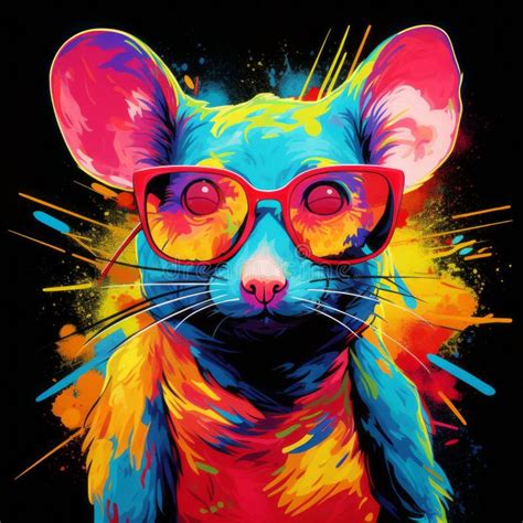 Colorful Rat in Pop Art Style: Vibrant Spray Painted Realism Illustration Stock Illustration ...