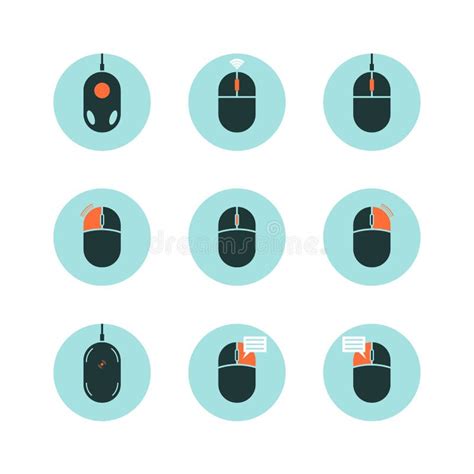 Computer Mouse with Highlighted Functions. Flat Style Vector Icon Set Stock Vector ...