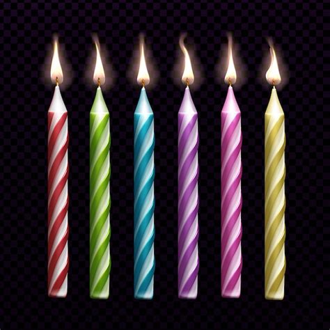 Free Vector | Burning candles for birthday cake set isolated