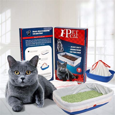 "Happyline" Cat Litter Box Liner,10 Count Per Pack Eco Friendly Litter Pan Heavy Duty Drawstring ...