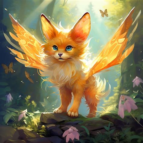 Premium Photo | Fairy tale Fox with colorful angel wings illustration ...