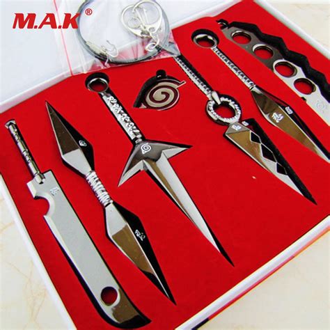 7 Pcs NARUTO Mini Metal Weapons Model Hatake Kakashi Deidara Kunai ...