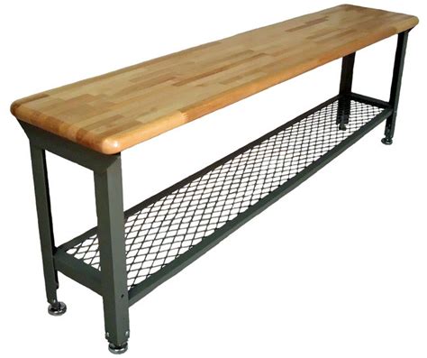 Locker Room Bench with Grid Shelf - Steel Logic