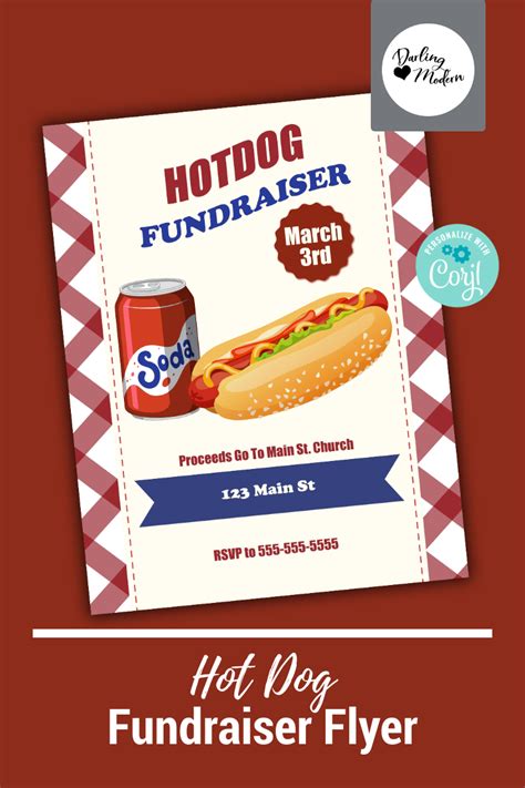 EDITABLE Hot dog Fundraiser Flyer, Printable PTA, PTO, School Church ...