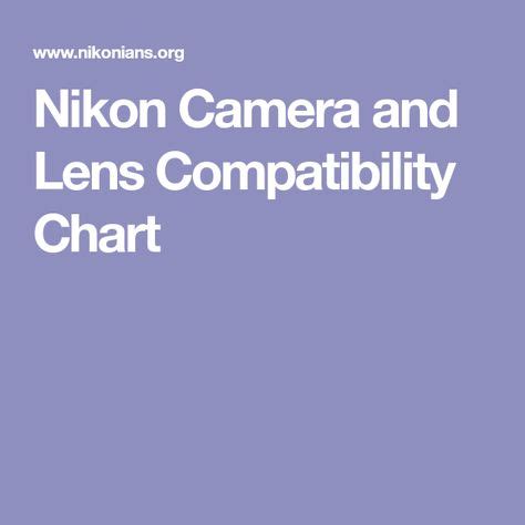 Nikon Camera and Lens Compatibility Chart | Nikon, Nikon lenses, Camera ...