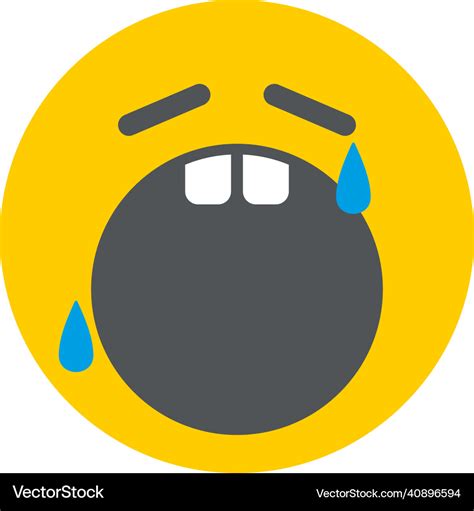 Crying out loud emoji flat round face with tears Vector Image