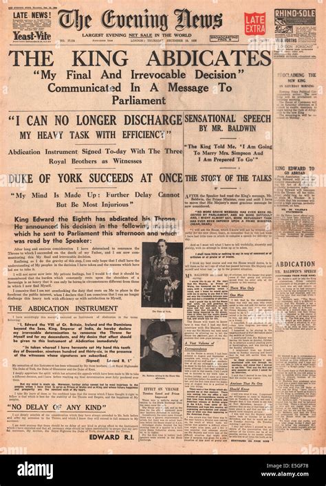 Edward viii abdication newspaper hi-res stock photography and images ...