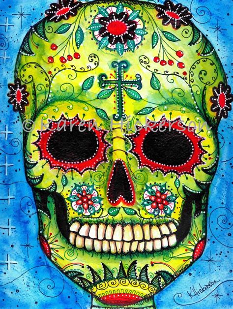 Dia de los Muertos FOLK ART PRINT Sugar Skull Day of the | Etsy